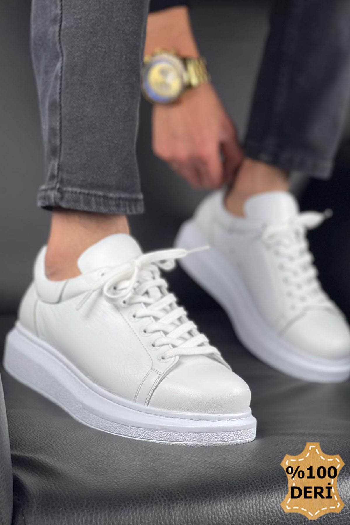 MN257 - DBT Estrella Deri Erkek Ayakkabı BEYAZ