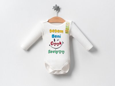 ❄️ Kışlık Babam Beni Çok Seviyor Özel Tasarım Baskılı Uzun Kollu Zıbın | Yumuşacık ve Sıcak Tutan Pamuk Body