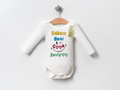 ❄️ Kışlık Dedem Beni Çok Seviyor Özel Tasarım Baskılı Uzun Kollu Zıbın | Yumuşacık ve Sıcak Tutan Pamuk Body