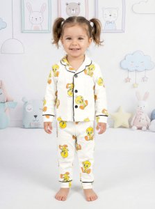 9-24 Ay Unisex Pijama | Cilde Dost Saf Pamuk Tweety Baskılı Takım