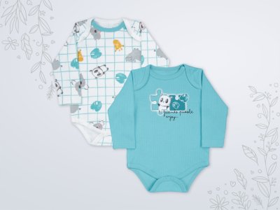 6-18 Ay Erkek Bebek Zıbın | Saf Pamuk Raporlu 2'li Badi Seti