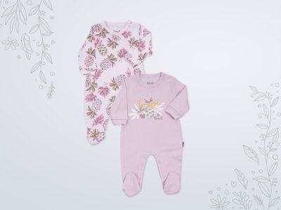 3-6 Ay Kız Bebek Tulum | Saf Pamuk Raporlu 2'li Set